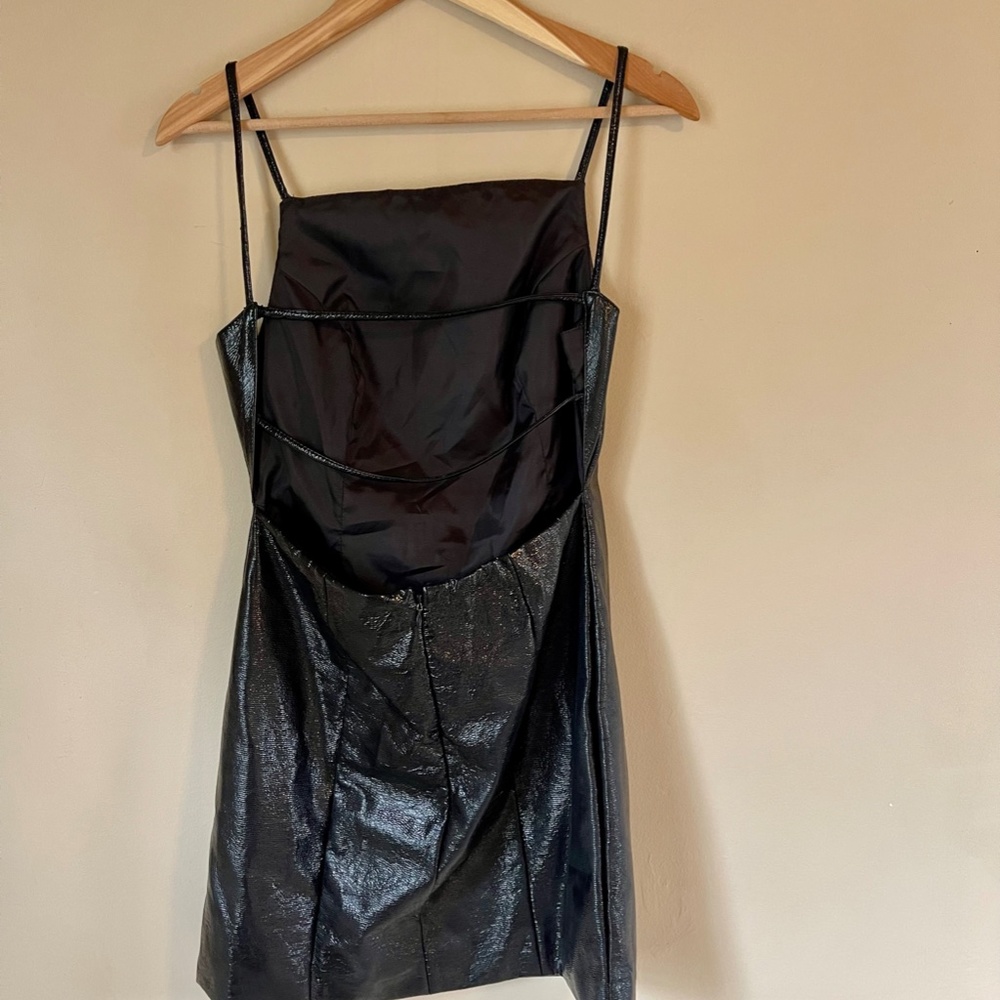 NWT Black Topshop Faux Leather mini dress, Size 6 - Picture 8 of 12